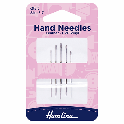 H217.37 Hand Sewing Needles: Leather/PVC/Vinyl: Size 3-7: Pack of 5.. 